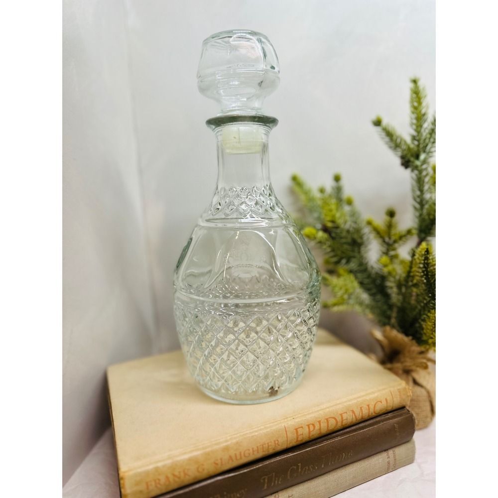 1970s Crown Royal Pressed Glass Decanter 10.5in